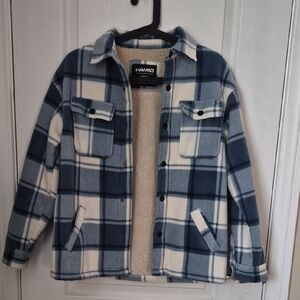Tony Hawk Navy and Cream Plaid Utility Jacket